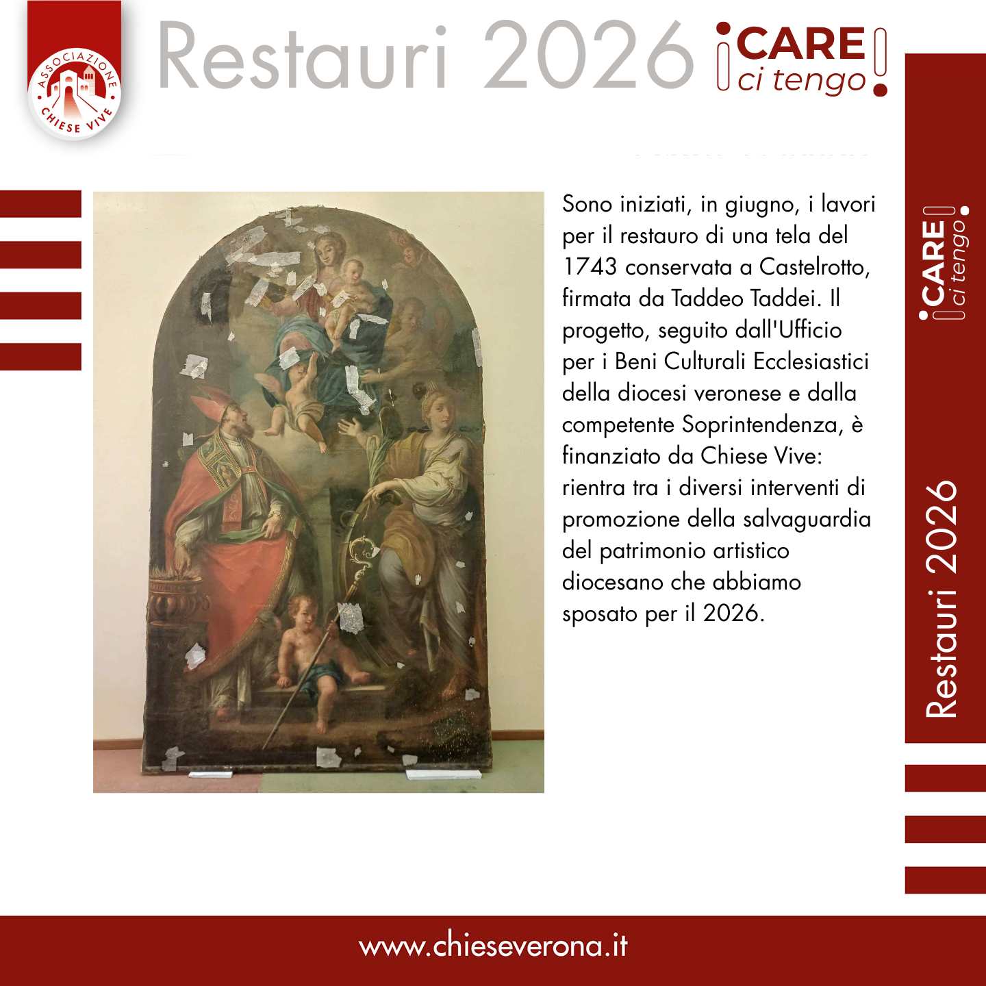 I care, ci tengo 2026 - Tela Taddeo Taddei - Castelrotto - Chiese Vive - Chiese Verona
